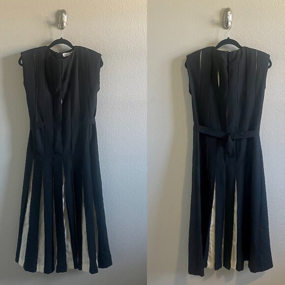 Zara Wool Blend Box Pleat Dress Black White Small Limited Edition A/W 2023 NWT - Picture 3 of 6